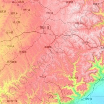 陵川县 topographic map, elevation, terrain