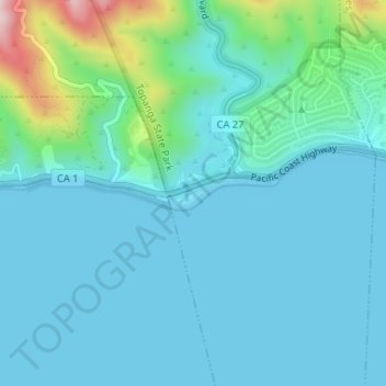 Topanga County Beach topographic map, elevation, terrain