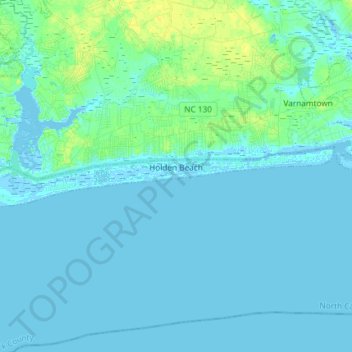 Holden Beach topographic map, elevation, terrain