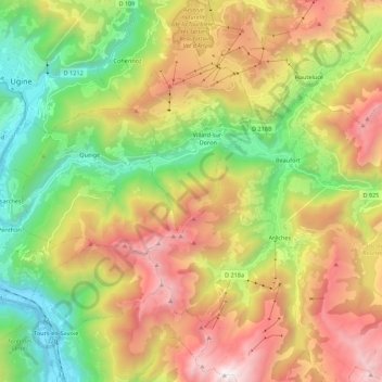 Le Doron topographic map, elevation, terrain
