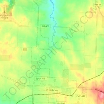 Pottsboro topographic map, elevation, terrain