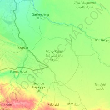 Mayo-Kebbi Est topographic map, elevation, terrain