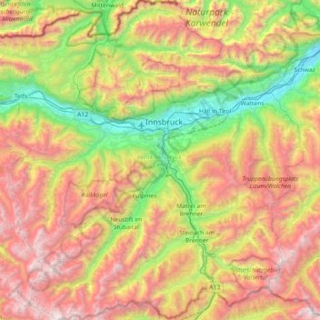Bezirk Innsbruck-Land topographic map, elevation, terrain