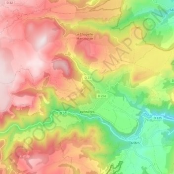 Rentières topographic map, elevation, terrain