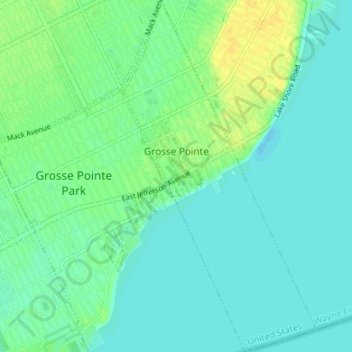 Grosse Pointe topographic map, elevation, terrain