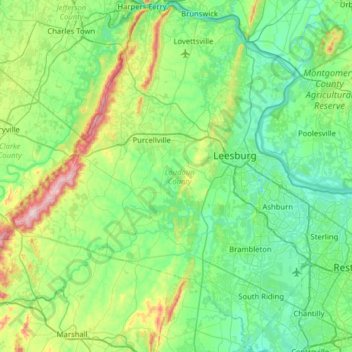 Loudoun County topographic map, elevation, terrain