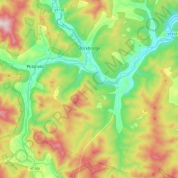 Stockbridge topographic map, elevation, terrain