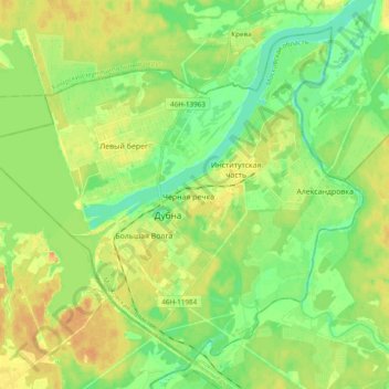 городской округ Дубна topographic map, elevation, terrain