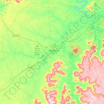 Warren County topographic map, elevation, terrain