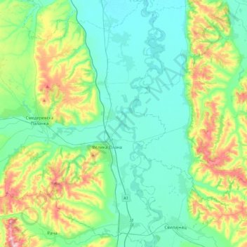 Velika Plana Municipality topographic map, elevation, terrain