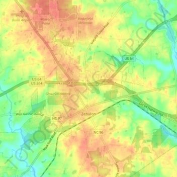 Zebulon topographic map, elevation, terrain