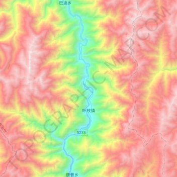叶枝镇 topographic map, elevation, terrain