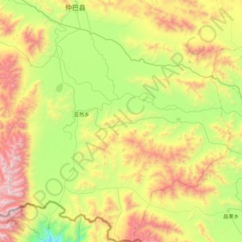 亚热乡 topographic map, elevation, terrain