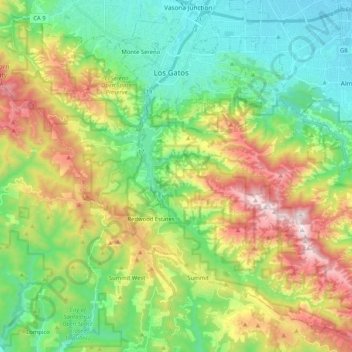 Upper Los Gatos Creek Watershed Reserve topographic map, elevation, terrain