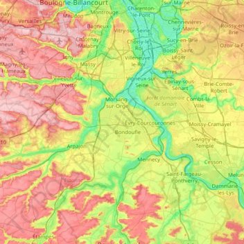 Hurepoix topographic map, elevation, terrain