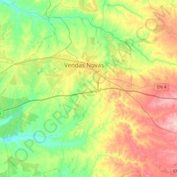 Vendas Novas topographic map, elevation, terrain