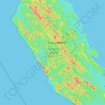Siberut National Park topographic map, elevation, terrain