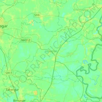 Hanskhali topographic map, elevation, terrain