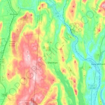 Sherman topographic map, elevation, terrain