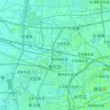 Putuo District topographic map, elevation, terrain