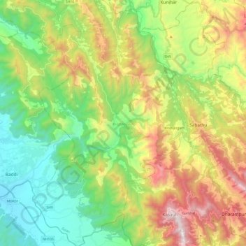 Krishangarh topographic map, elevation, terrain