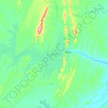 Açude Orós topographic map, elevation, terrain