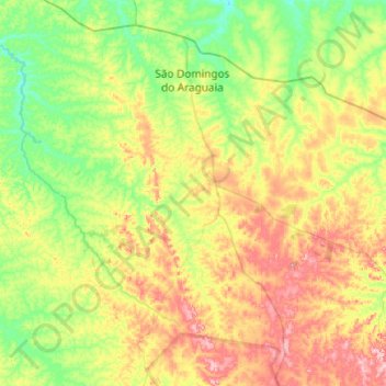 São Domingos do Araguaia topographic map, elevation, terrain