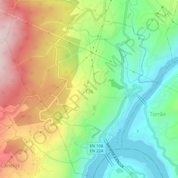 Eja topographic map, elevation, terrain