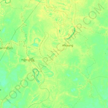 Kyonpyaw topographic map, elevation, terrain