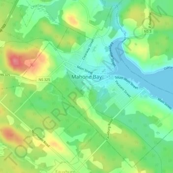 Mahone Bay topographic map, elevation, terrain
