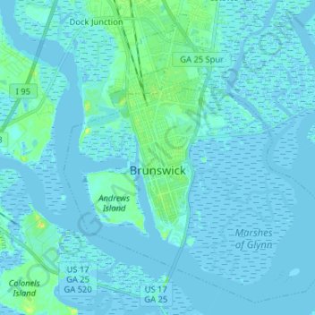 Brunswick topographic map, elevation, terrain