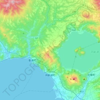 Toyako topographic map, elevation, terrain