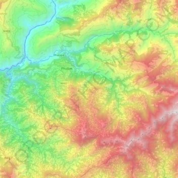 Phidim topographic map, elevation, terrain