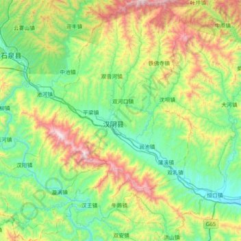 汉阴县 topographic map, elevation, terrain