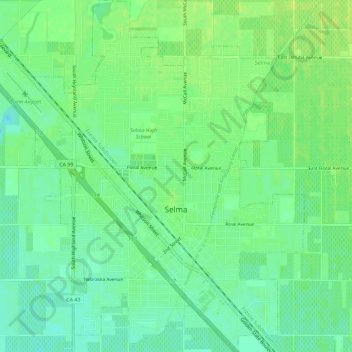 Selma topographic map, elevation, terrain