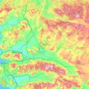 Manisa topographic map, elevation, terrain