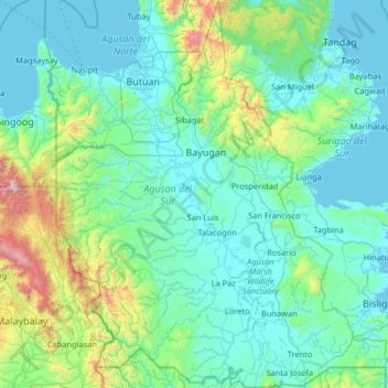 Agusan Del Sur Topographic Map Elevation Terrain   Thumbnail 