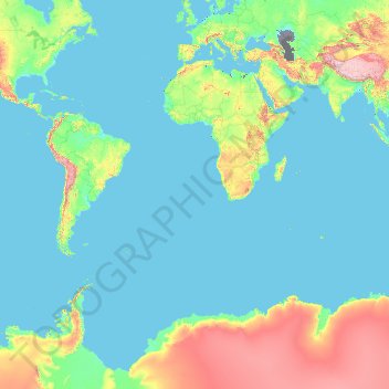 Antarctica topographic map, elevation, terrain