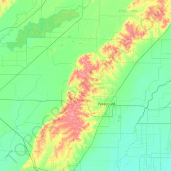 Greene County topographic map, elevation, terrain