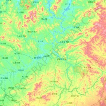 桦甸市 topographic map, elevation, terrain