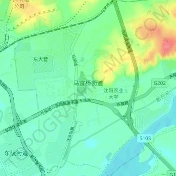 马官桥街道 topographic map, elevation, terrain