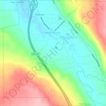 North Boston topographic map, elevation, terrain