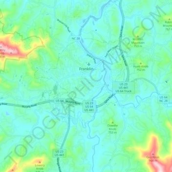 Franklin topographic map, elevation, terrain