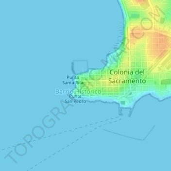 Barrio Histórico de Colonia del Sacramento topographic map, elevation, terrain