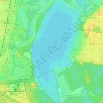Cospudener See topographic map, elevation, terrain