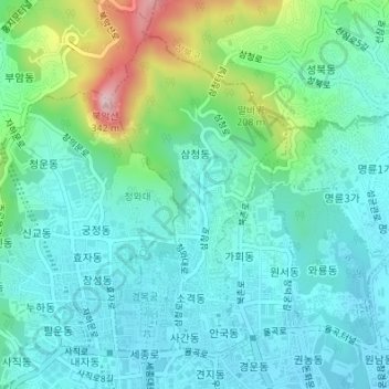 Samcheong-dong topographic map, elevation, terrain