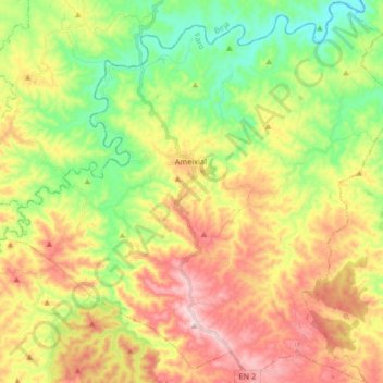 Ameixial topographic map, elevation, terrain