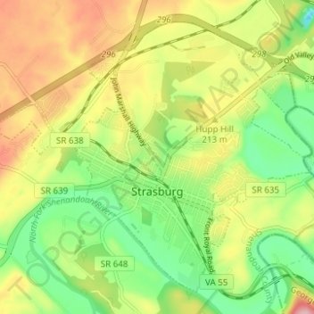 Strasburg topographic map, elevation, terrain