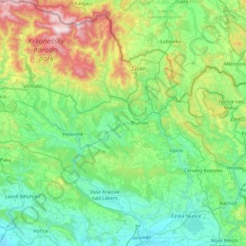 Bezirk Trautenau topographic map, elevation, terrain