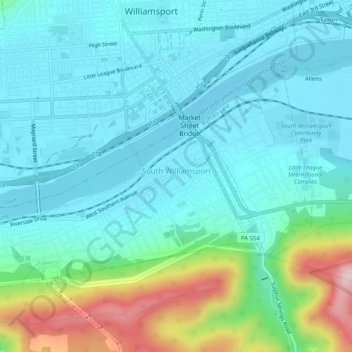 South Williamsport topographic map, elevation, terrain